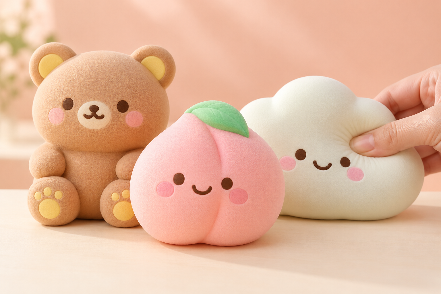 Combo ilustrativo de três squishies